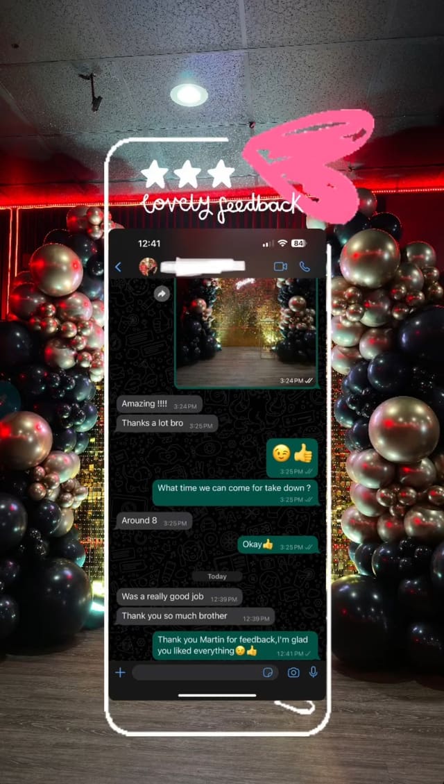 AER Balloon Decor client review — balloon styling